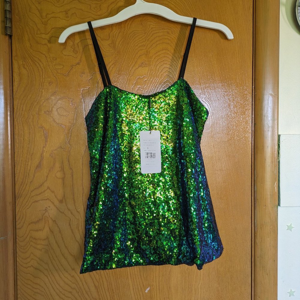 Green sequined top - Picture 2 of 6